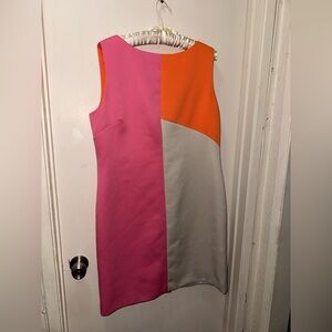 Tahari Colorblock Mini Dress - Pink, Orange, Gray